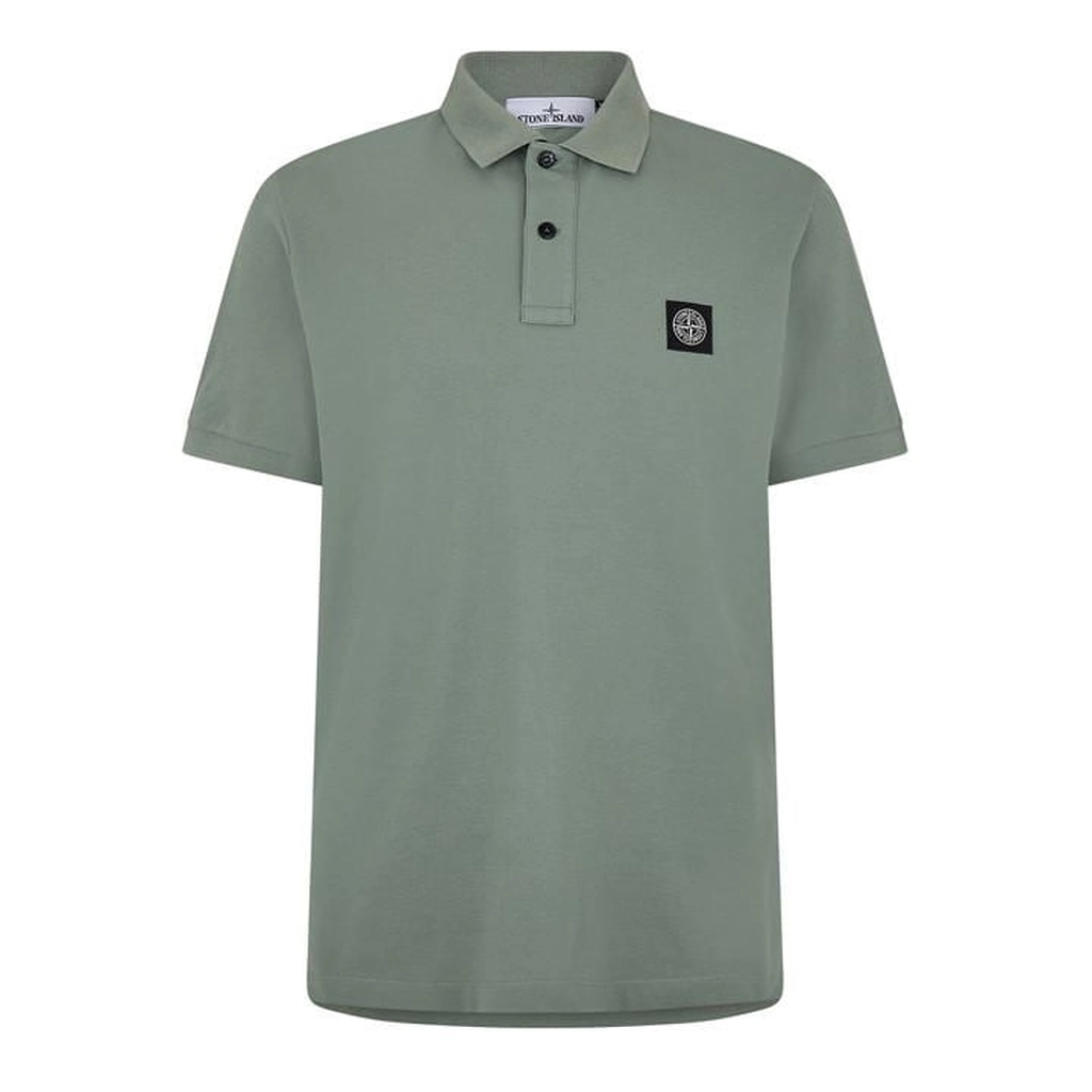 Stone Island Men'S Cotton Compass Logo Polo Shirt - Green